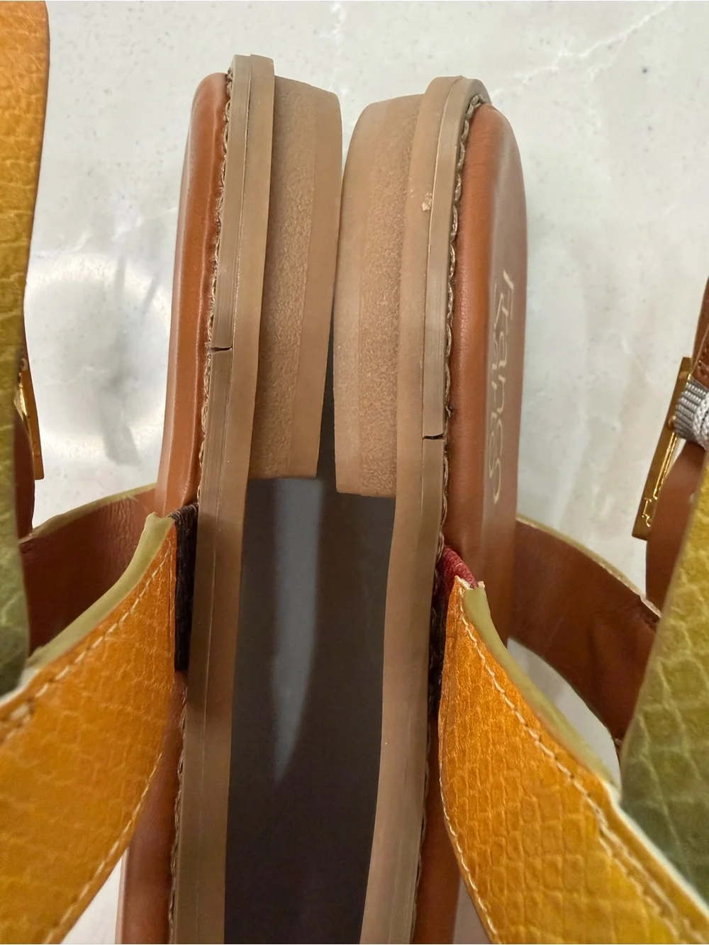 Franco Sarto Gabby Flat Sandal Multi Snake Print 9M Crisscross Strappy